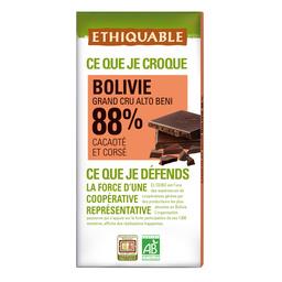 Ethiquable Ethiquable Chocolat noir Pérou 88% cacaoté et notes de noix BIO la tablette de 100 g