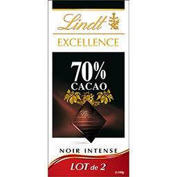 Excellence Lindt Excellence - Chocolat noir intense 70% cacao le lot de 2 tablettes de 100 g