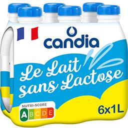 Candia Candia Lait doux et léger facile à digérer sans lactose les 6 bouteilles de 1l - 6l