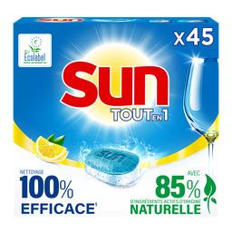 Sun Sun Tablettes Lave-Vaisselle Tout En 1 Citron Ecolabel Le paquet de 45 pastilles