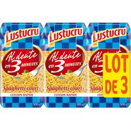 Lustucru Lustucru Spaghetti courts Al Dente en 3 minutes les 3 sachets de 500 g