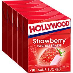 Hollywood Hollywood Chewing-gum parfum fraise sans sucres les 5 boîtes de 10 dragées - 70 g