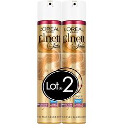 L'Oréal Elnett Satin Laque fixation forte cheveux colorés le lot de 2 bombes de 300 ml