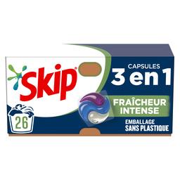 Skip Skip Lessive Capsules 3-en-1 Fraîcheur Intense la boite de 26