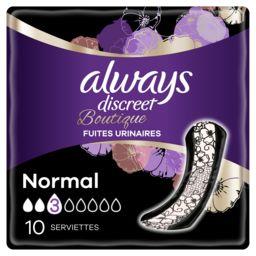 Always Always Boutique - Serviettes pour fuites urinaires Normal le paquet de 10 serviettes