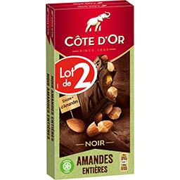 Côte d'Or Côte d'Or Chocolat noir amandes entières le lot de 2 tablettes de 180 g