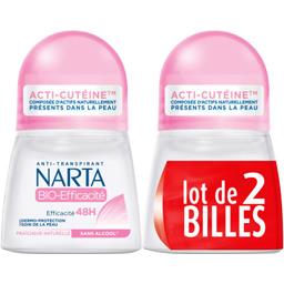 Narta Narta Anti-transpirant 48h Bio-Efficacité le lot de 2 roll-on de 50 ml + 20% offert