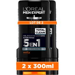 L'Oréal l'Oréal Men Expert Gel douche Carbone Total Clean 5en1 le lot de 2 flacons de 300 ml