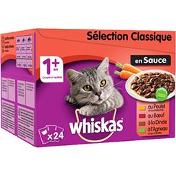 Whiskas Whiskas Pâtée en sauce aux viandes pour chat stérilisé - +1 ans les 24 sachets de 100g - 2,4kg