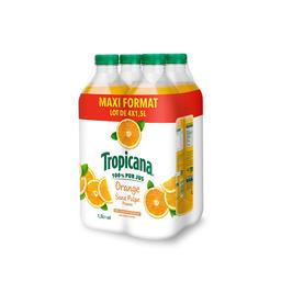 Tropicana Tropicana Pure Premium - Jus d'orange sans pulpe 100% pur jus les 4 bouteilles de 1,5 l
