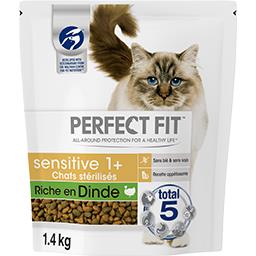 Perfect Fit Perfect fit Croquettes riche en dinde Sensitive 1+ pour chats stérilisés le sac de 1,4 kg