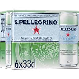 San Pellegrino San Pellegrino Eau minérale naturelle gazeuse Les 6 canettes de 33cl - 1,98l