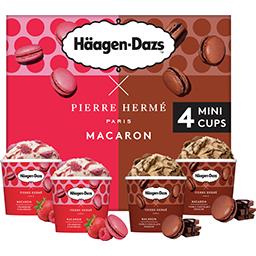 Häagen-Dazs Crème glacée fraise/framboise et chocolat - Minipot Macaron Les 4x95ml