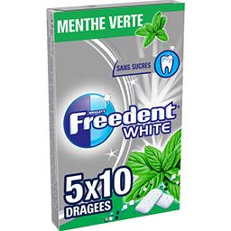 Freedent Freedent White - Chewing-gum menthe verte sans sucres les 5 paquets de 10 dragées - 70 g