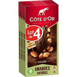 Côte d'Or Côte d'Or Chocolat noir amandes entières le lot de 4 tablette de 180 g