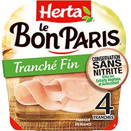 Herta Jambon tranché fin conservation sans nitrite, Le Bon Paris la barquette de 4 tranches - 120 g