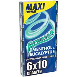 Airwaves Airwaves Chewing-gum menthol & eucalyptus sans sucres les 6 paquets de 10 dragées - 84 g - Maxi Format