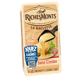 Riches Monts Richesmonts Fromage la Raclette sans croûte la barquette de 16 tranches - 420g