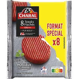 Charal Charal Steaks hachés 15% - format spécial VBF les 8 steacks de 100g - 800g