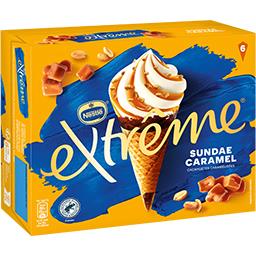 Nestlé Extrême Glaces Sundae caramel cacahuètes caramélisées la boîte de 6 cônes de 73g - 438g