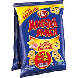 Monster Munch Vico Monster Munch - Biscuits apéritif goût jambon fromage le lot de 2 sachets de 135 g - Format Familial