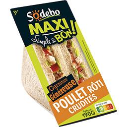 Sodebo Simple & Bon - Sandwich poulet rôti crudités la barquette de 190 g