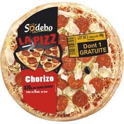 Sodebo La Pizz chorizo le lot de 2 pizzas de 470 g