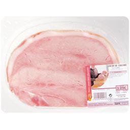 Jambon cuit supérieur avec couenne, la barquette de 6 tranches Jambon cuit supérieur avec couenne, la barquette de 6 tranches,Notre Savoir Faire Charcutier,la barquette de 6 tranches, 330 Gr environ
