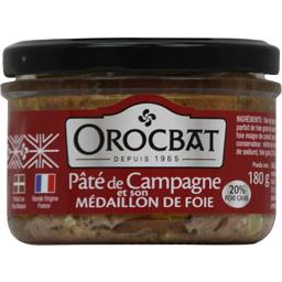 Orocbat Pâté de campagne et son médaillon de foie le pot de 180 g