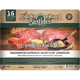 Plateau raclette, bacon fumé jambon et saucisson sec, le paquet de 176 g Plateau raclette, bacon fumé jambon et saucisson sec, le paquet de 176 g,BASTIDES SALAISONS,le paquet de 176 g