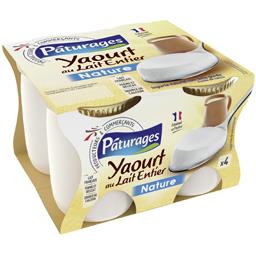 Yaourt Nature Au Lait Entier Ferme Et Delicat Paturages 4 Pots En Verre De 125 Gr 500 Gr Shoptimise