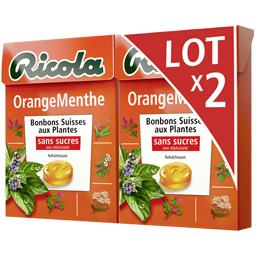 Ricola Bonbons orange menthe sans sucres les 2 boites de 50 g