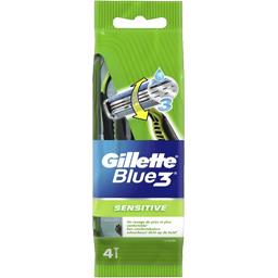 Gillette Blue III - Rasoirs jetables Sensitive pour homme le paquet de 4