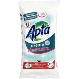 Lingettes désinfectantes multi usages sans javel Lingettes désinfectantes multi usages sans javel,APTA,le paquet de 40