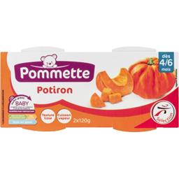 Purée de potiron, dès de 4-6 mois Purée de potiron, dès de 4-6 mois,POMMETTE,les 2 pots de 120g