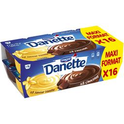 Danone Danette - Crèmes dessert au chocolat et saveur vanil... les 16 pots de 115 g - 
