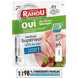 Monique Ranou Jambon supérieur -25% de sel la barquette de 4 tranches - 160 g