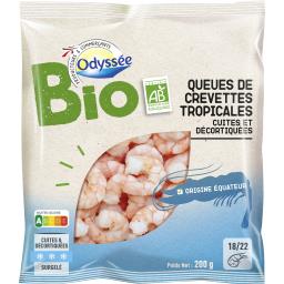 Bio Odyssée Queues de crevettes tropicales cuites et décortiquée... le paquet de 200 g