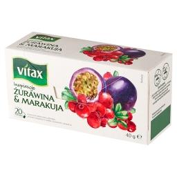 Inspiracje Herbatka owocowo-ziołowa aromatyzowana o smaku żurawiny i marakui 40 g (20 x 2 g)