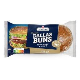 Premium Dallas Bułki pszenne do hamburgerów z makiem i sezamem 324 g (4 x 81 g)