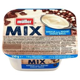 Mix Jogurt o smaku waniliowym z kulkami zbożowymi oblanymi czekoladą mlecznej i białą 130 g
