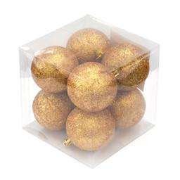 Bombki brokatowe pudełko (8 szt.) złote