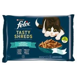 Tasty Shreds Karma dla dorosłych kotów rybne smaki w sosie 320 g (4 x 80 g)