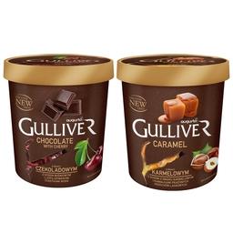 Lody Gulliver Premium 1 szt z mixu (czekoladowe z sosem, karmelowe z sosem) 2x3x0,46l
