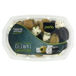 Czarne i zielone oliwki z kostkami sera w marynacie ziołowej 150 g