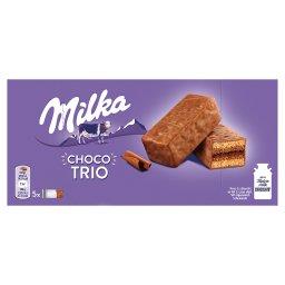 Choco Trio Ciastko biszkoptowe z nadzieniem kakaowym oblane czekoladą mleczną  (5 sztuk)