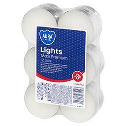 Maxi Lights podgrzewacze tealighty bezzapachowe maxi duże ~ 8 h 12 szt białe