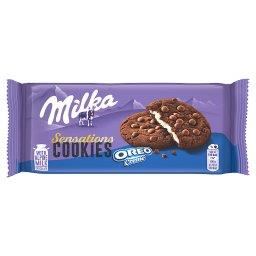 Sensations Cookies Ciastka kakaowe z kawałkami czekolady i nadzieniem o smaku waniliowym 156 g
