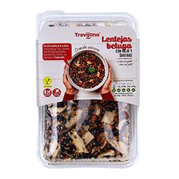 Lentilhas beluga com painço e shiitake