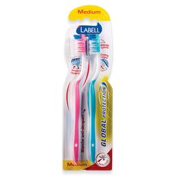 Escova de dentes, proteção global média, 2 unidades